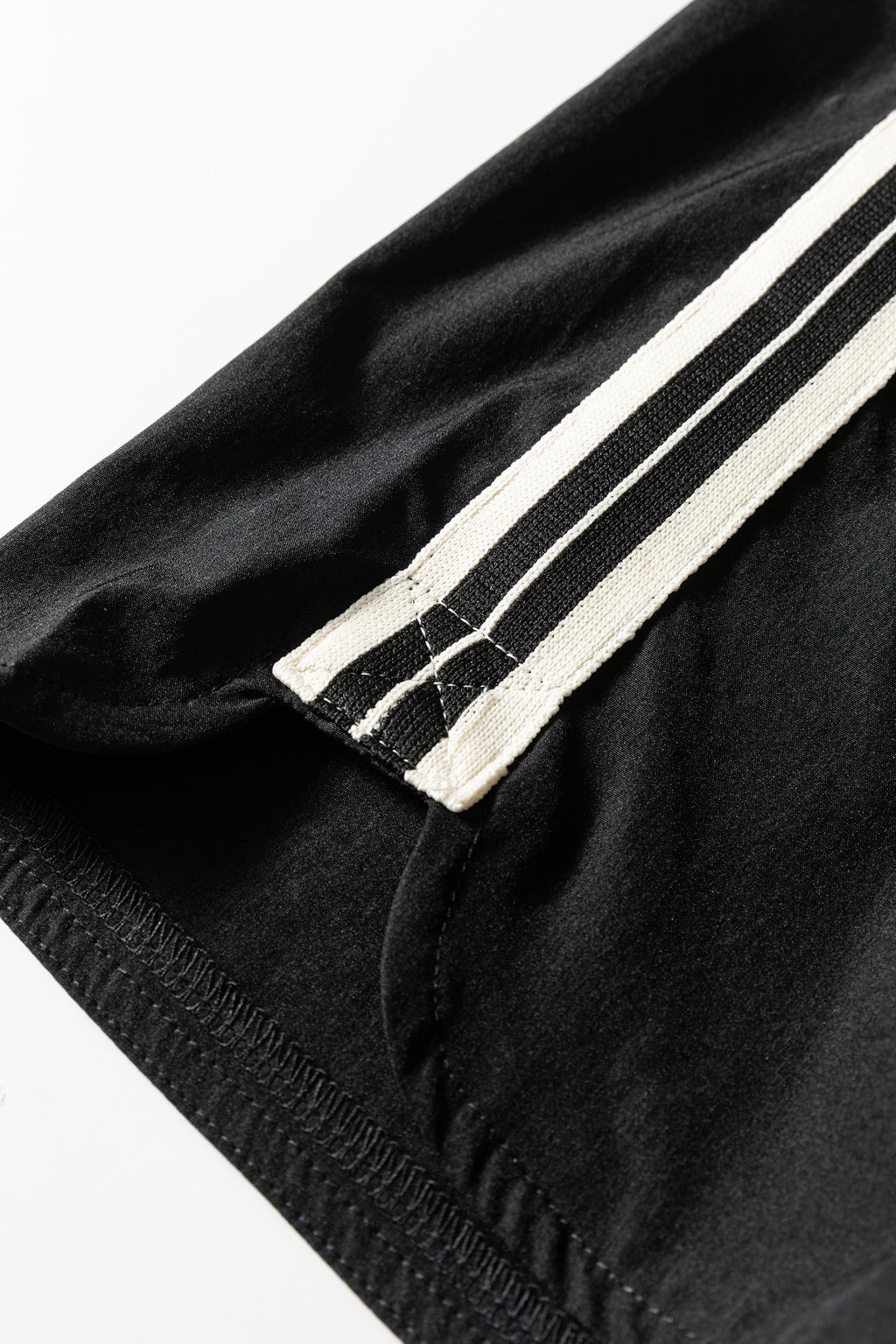 Black Elastic Waist Varsity Striped Detail Athleisure Shorts