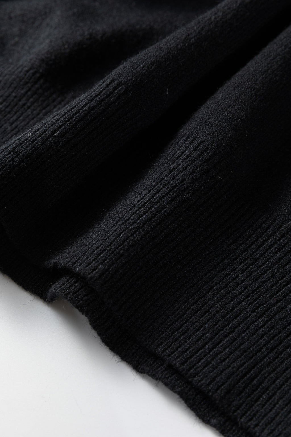 Black High Neck Puff Sleeve Sweater Pleated Mini Skirt 2pcs Knitted Outfit