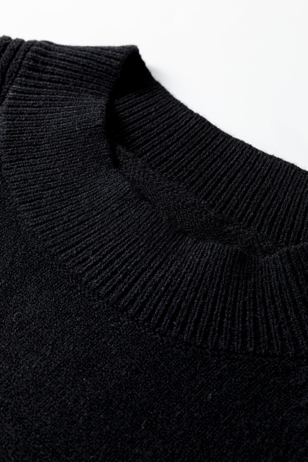 Black High Neck Puff Sleeve Sweater Pleated Mini Skirt 2pcs Knitted Outfit