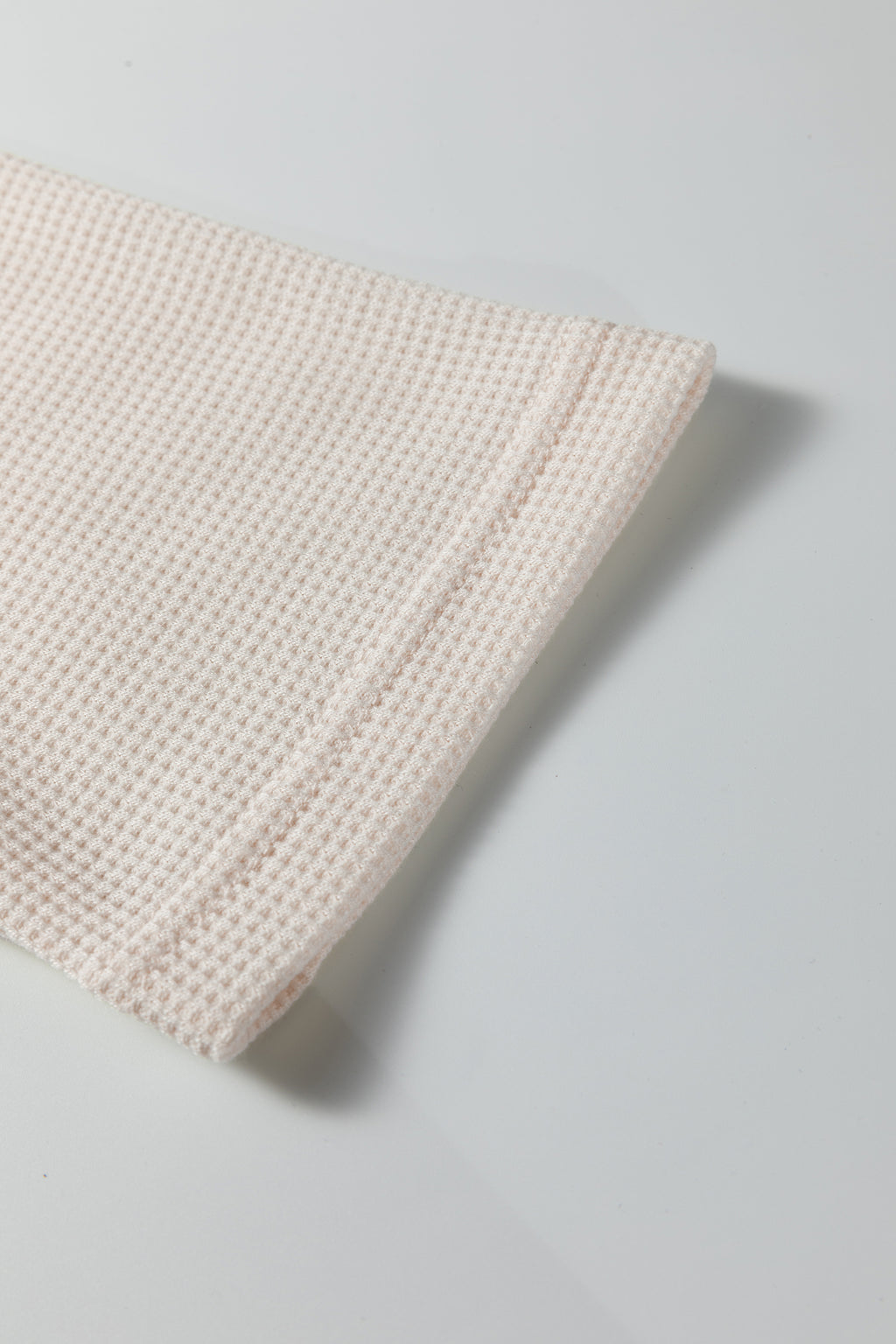 Beige Solid Color Waffle Knit Asymmetric Neck Long Sleeve Top