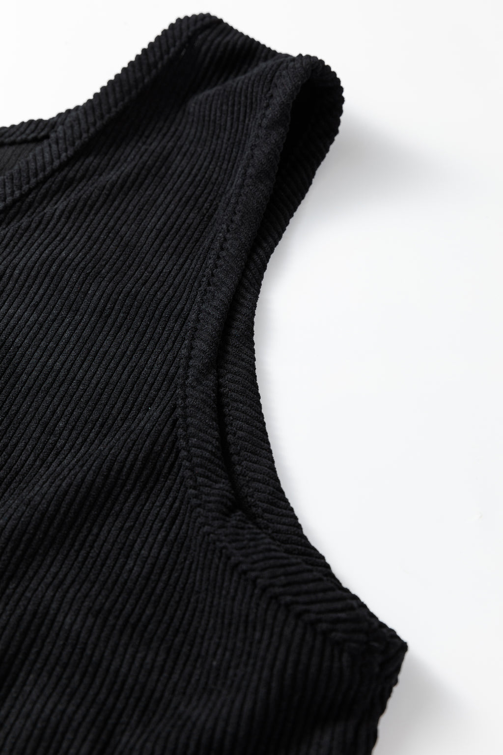 Black Plus Size Corduroy Patch Pocket Sleeveless Mini Dress