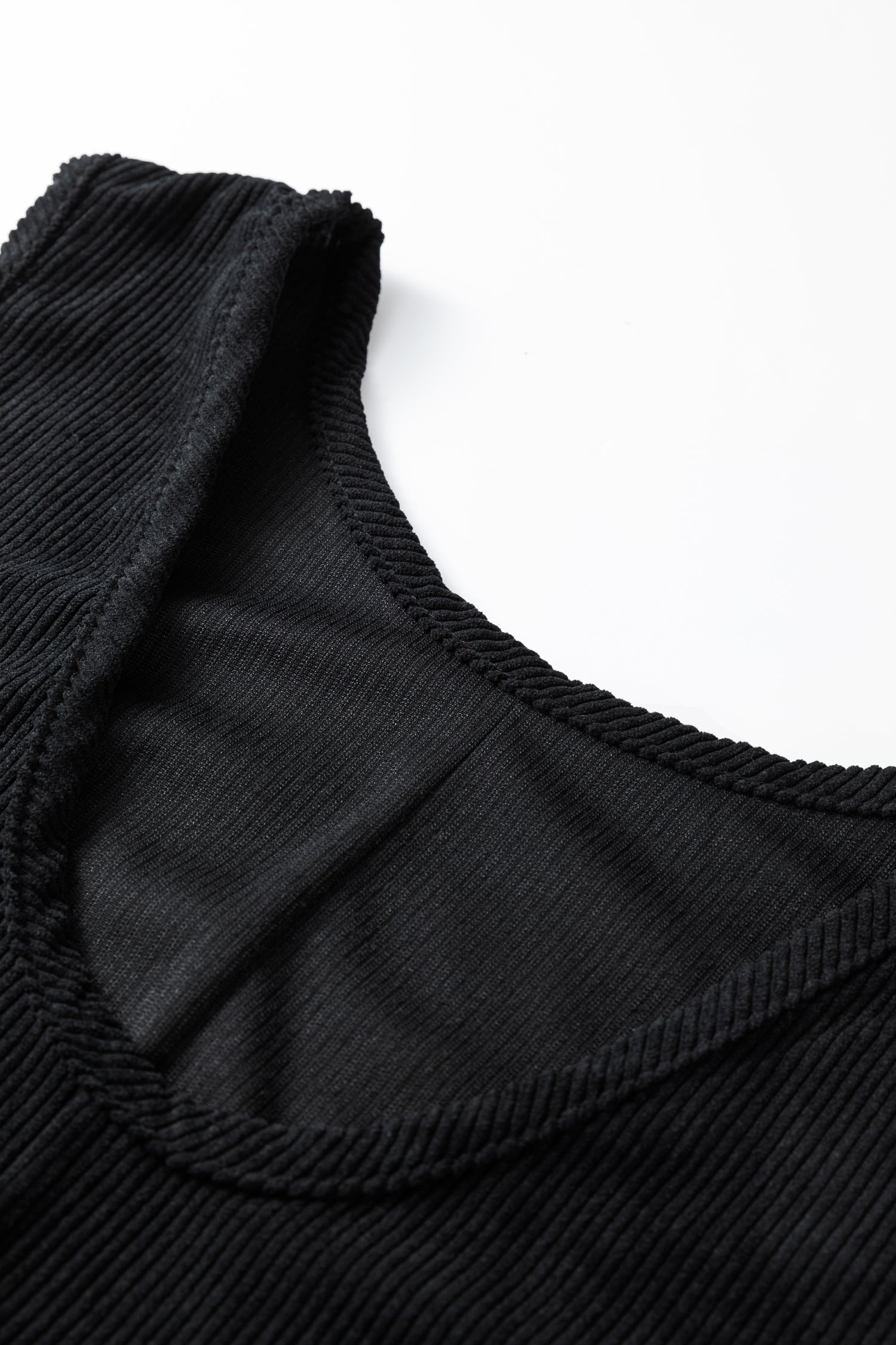 Black Plus Size Corduroy Patch Pocket Sleeveless Mini Dress