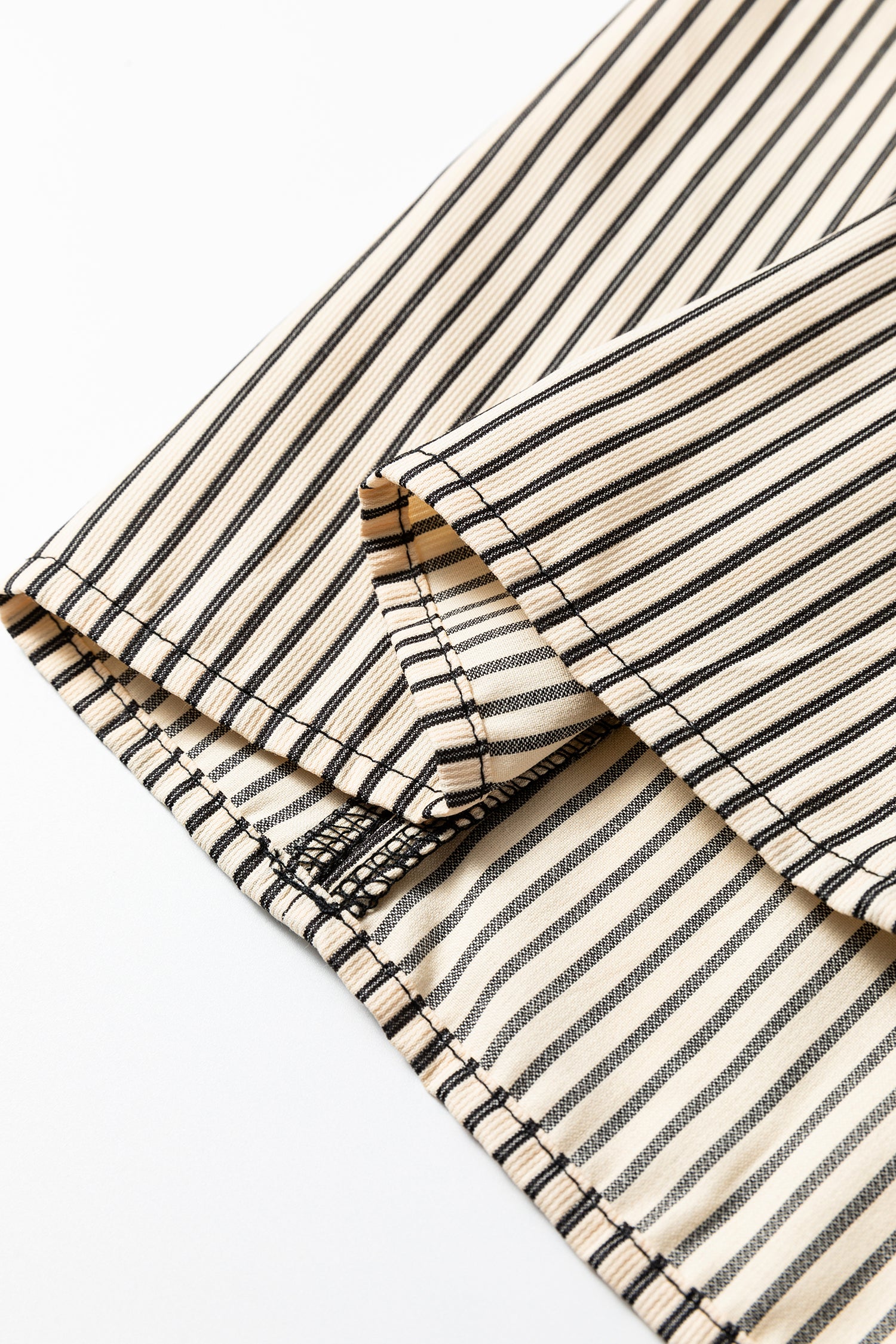 Black Stripe Color Block Patchwork Shirt Collar Button Down Puff Sleeve Mini Dress