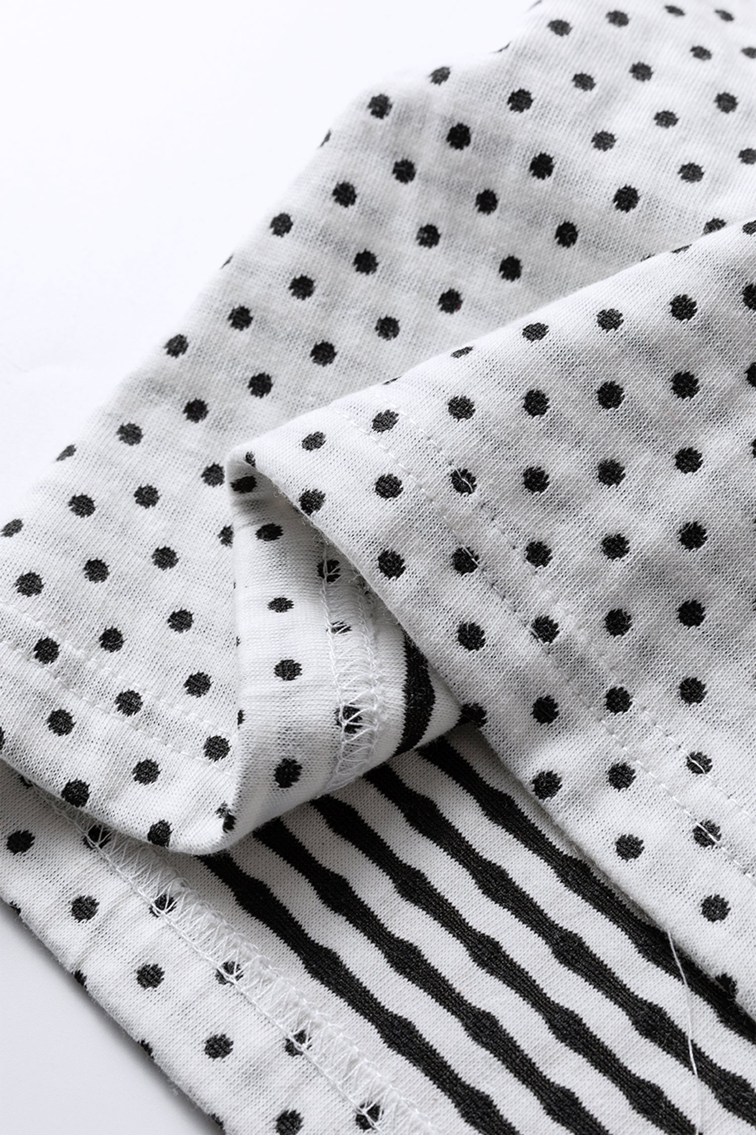 Beige Plus Size Dot Print Striped Patchwork Long Sleeve Henley Top