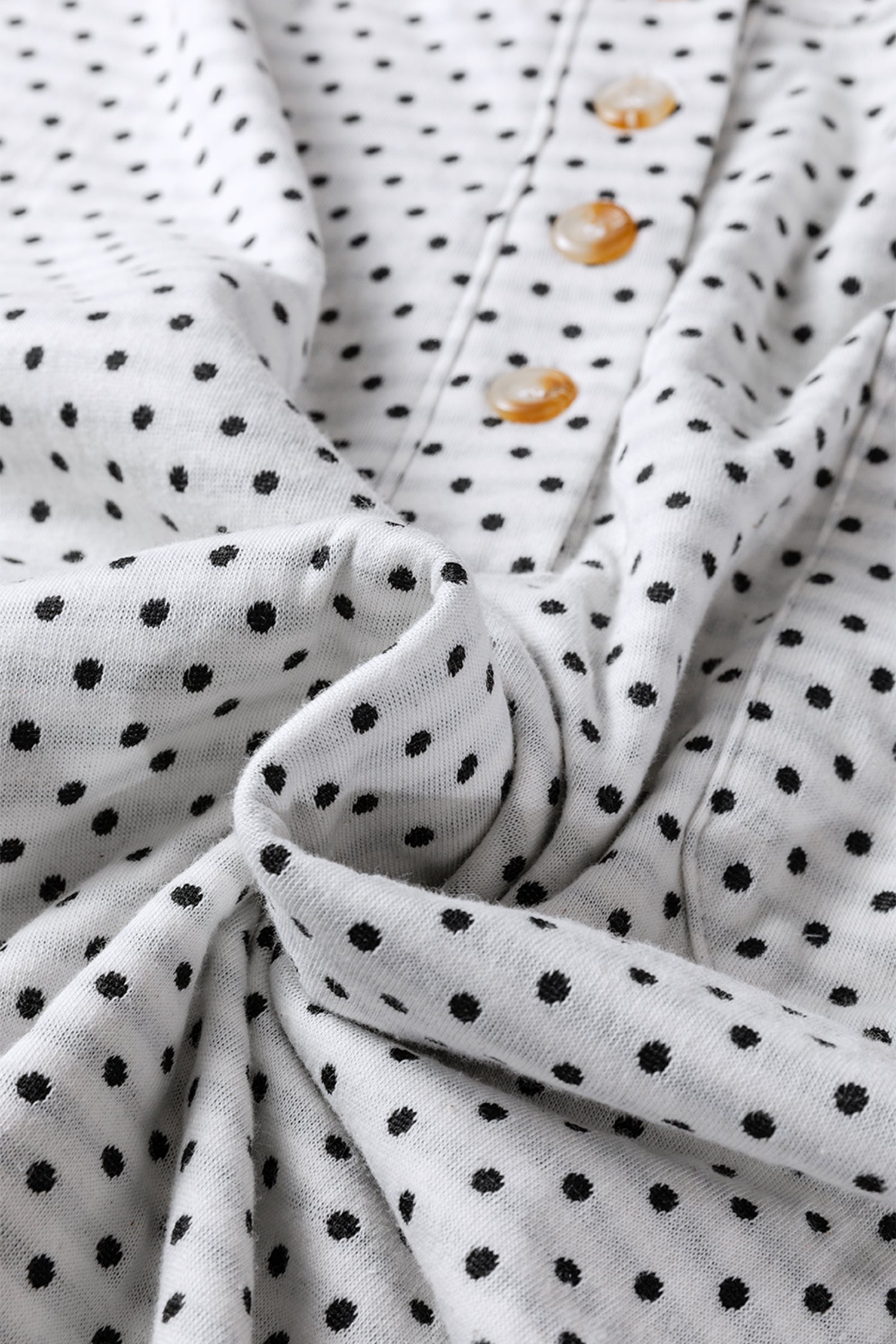 Beige Plus Size Dot Print Striped Patchwork Long Sleeve Henley Top