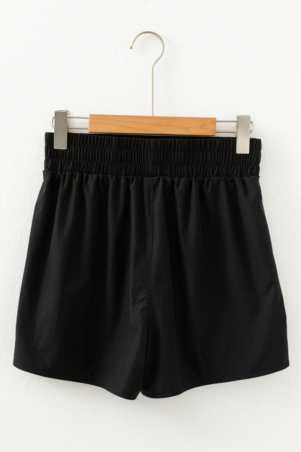 Black Elastic Waist Varsity Striped Detail Athleisure Shorts