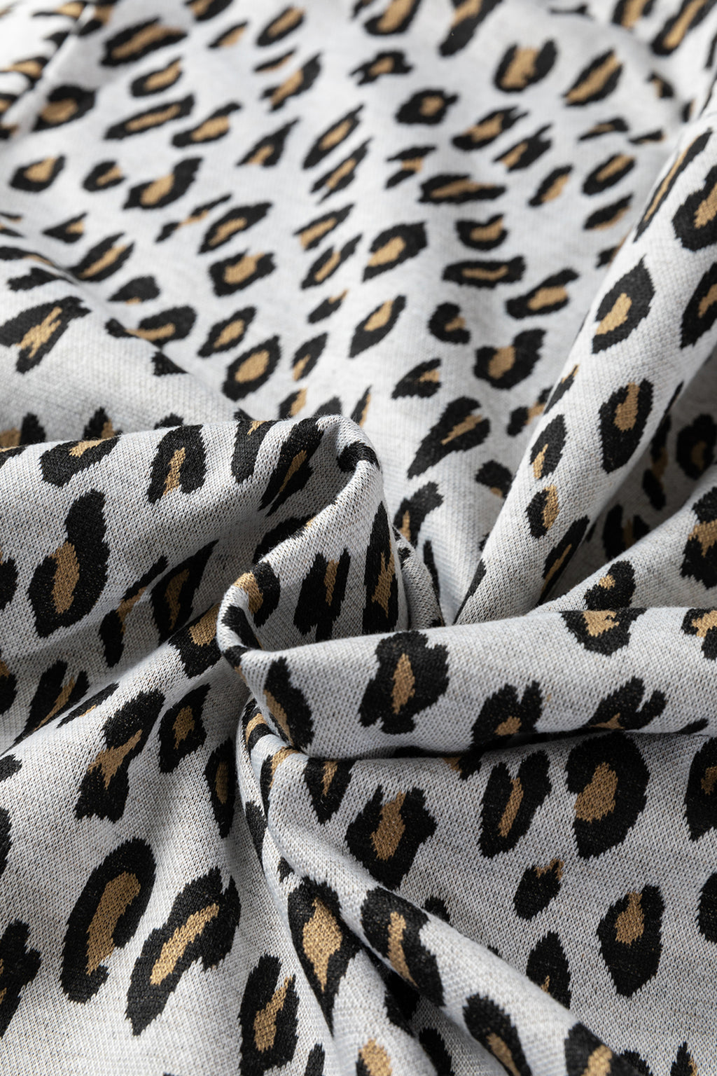 Beige Leopard Print Casual Tee and Pants 2pcs Outfit