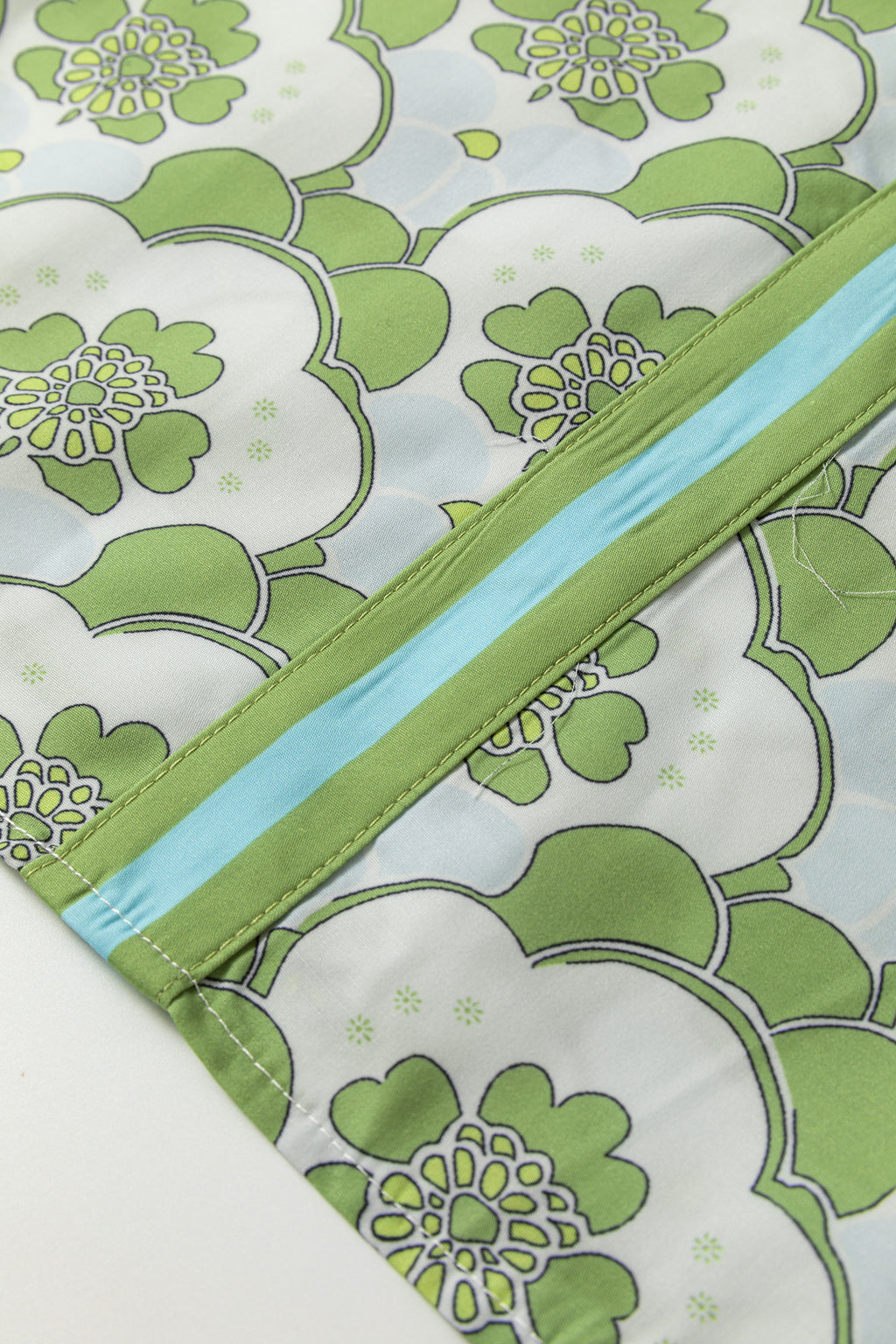 Green Floral Clouds Ruffled Short Sleeve Summer Blouse